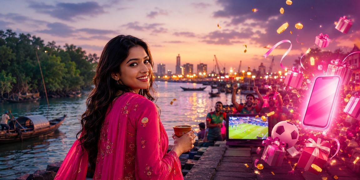 সুন্দরবন অঞ্চলে মোবাইলে পেমেন্ট করছেন একজন খেলোয়াড়